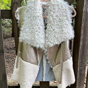 Metallic and Faux Fur Vest